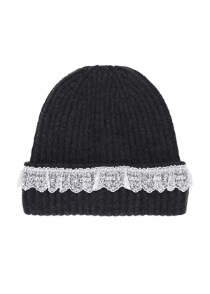 Compact wool lace beanie Phantom B3020240 Ganni 